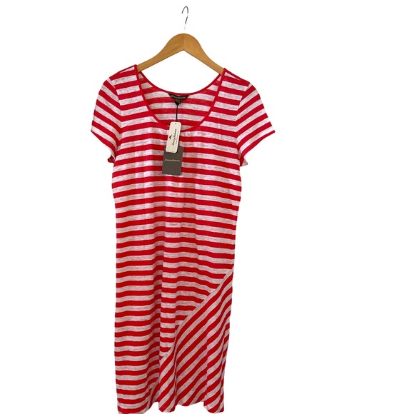 Tommy Bahama Serena Stripe Linen Dress‎ Size M/M (8/10) Red White NWT - Picture 2 of 9
